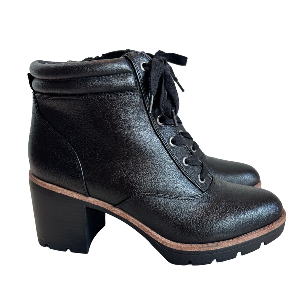 Nautralizer Black Faux Leather Ankle Heeled Boots Sz 10